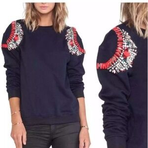 Hemant & Nandita Women’s Navy Blue Jewel Embellished Sweatshirt, size XS